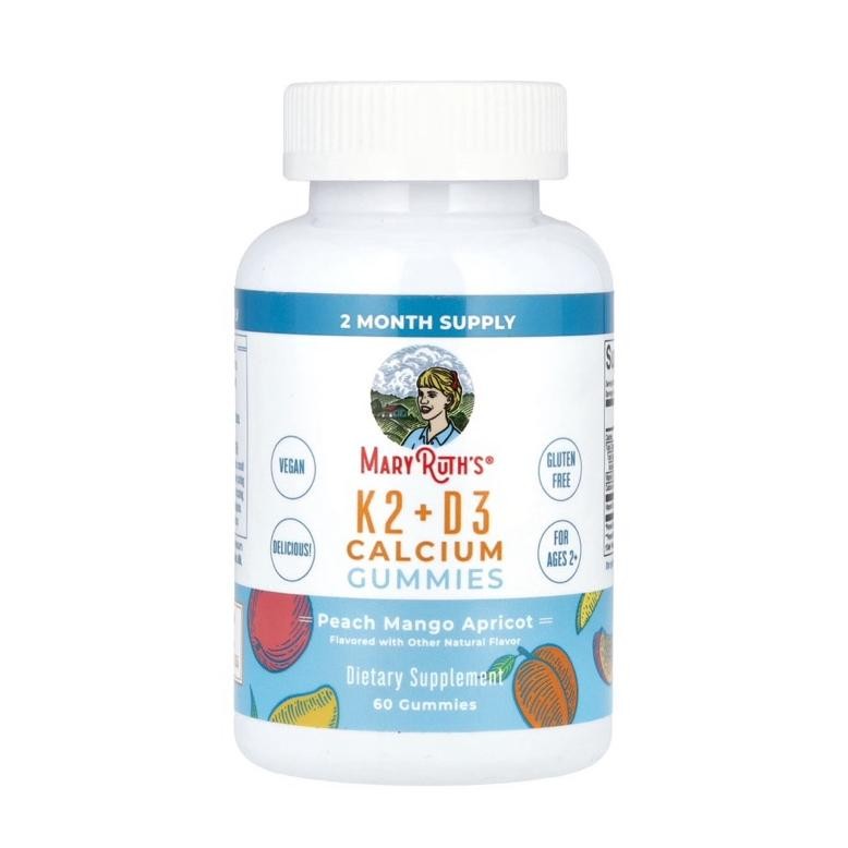 Maryruth Organics K2 + D3 Calcium Gummies Peach Mango And Apricot 60 Gummies