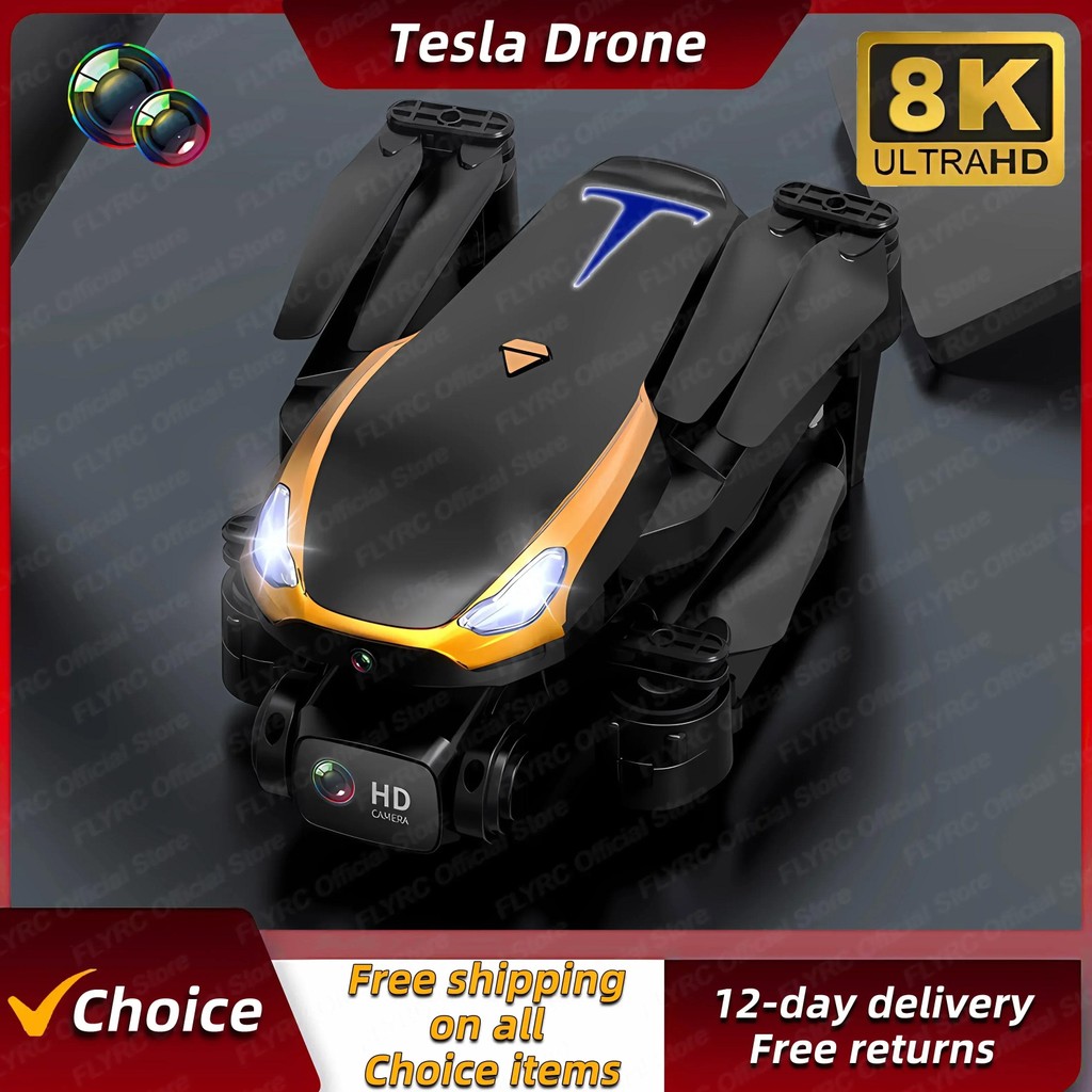 New Tesla Drone 8K Professional Hd Camear Rc Quadcopter Helicopter Wifi Fpv Distance Avoid Obstacles