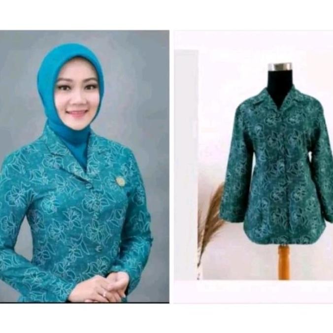 Promo / Terlaris BAJU PKK NASIONAL WANITA WARNA HIJAU TOSCA LAPIS FURING HALUS PREMIUM Seragam Blaze