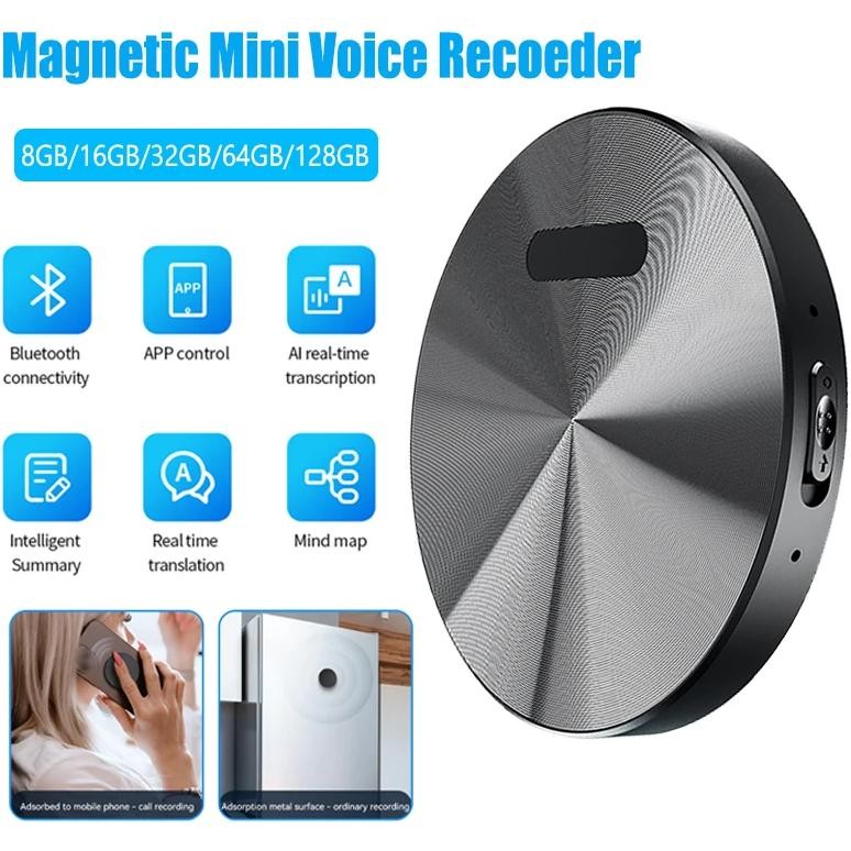

Magnetic Mini Voice Recorder AI ChatGPT Intelligent Transcription Translation Mind Map Sound Record APP Control Dictaphone
