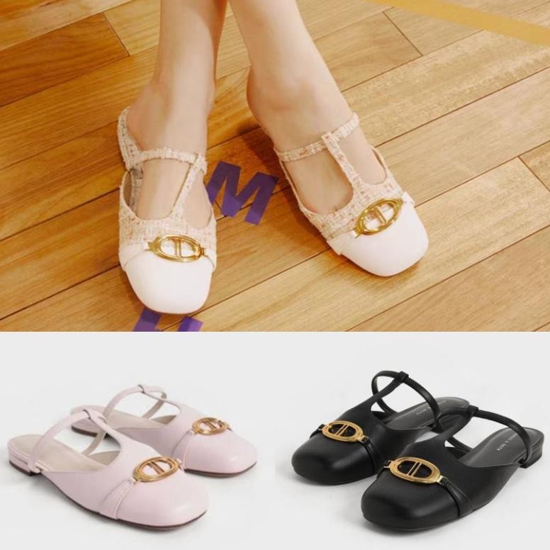 Sepatu CK Mules Metallic Accent Flat Shoes Wanita