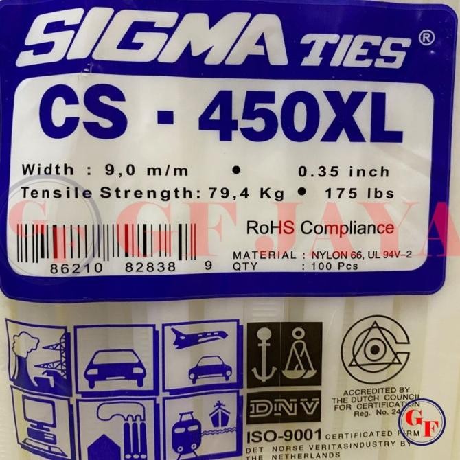 

Kabel Ties Sigma CS 450XL / 45cm Putih CS450XL Cable Tie White 45 cm Kualitas Original