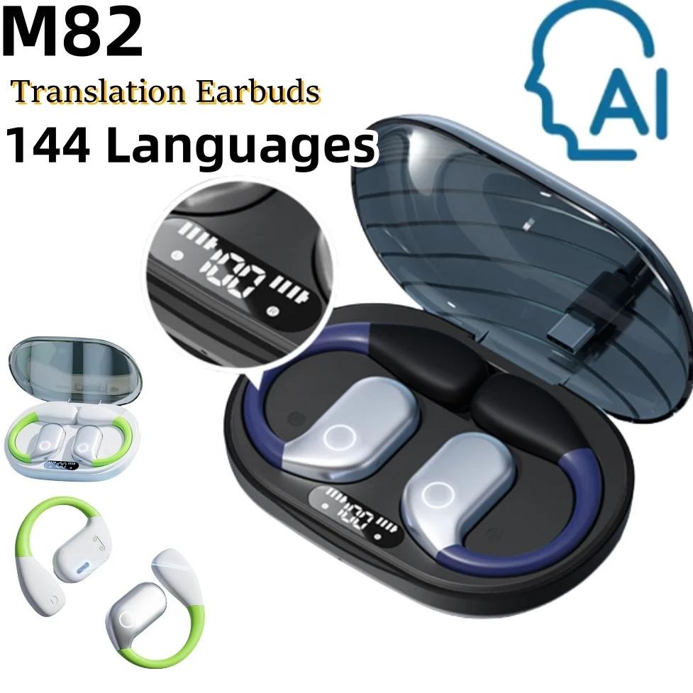 

M82 Languages Translator Earbuds 144 Languages Translator Real-time 99% Accuracy Earbuds Bluetooth 5.4 Translation Earphones