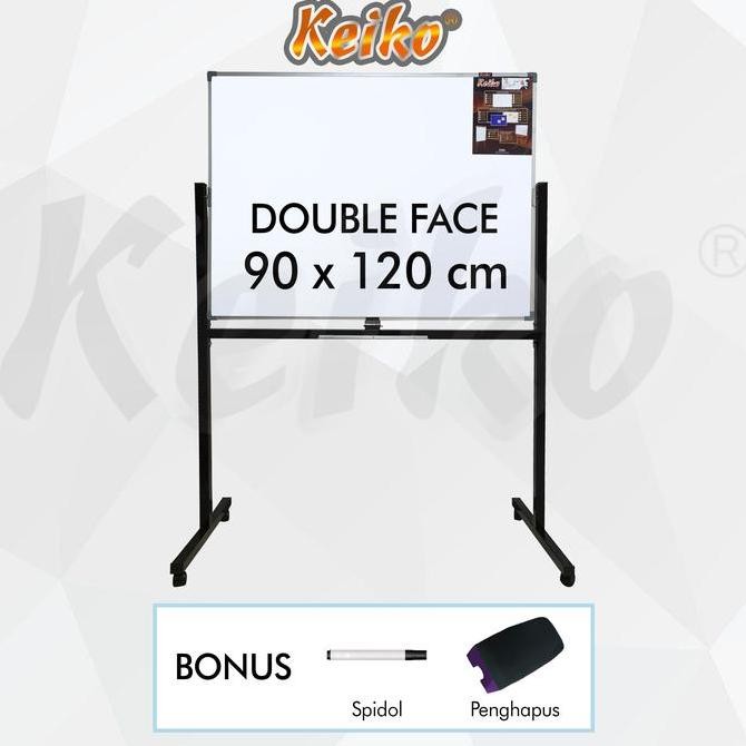 

Papan Tulis Whiteboard Standing Double Face Keiko 90 x 120 cm Kualitas Original