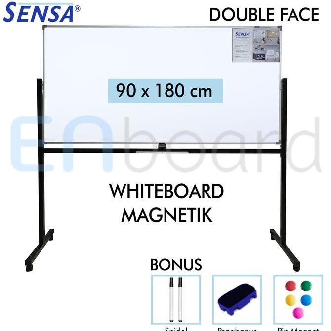 

Papan Tulis Whiteboard Standing Magnet Double Face Sensa 90 x 180 cm Kualitas Original