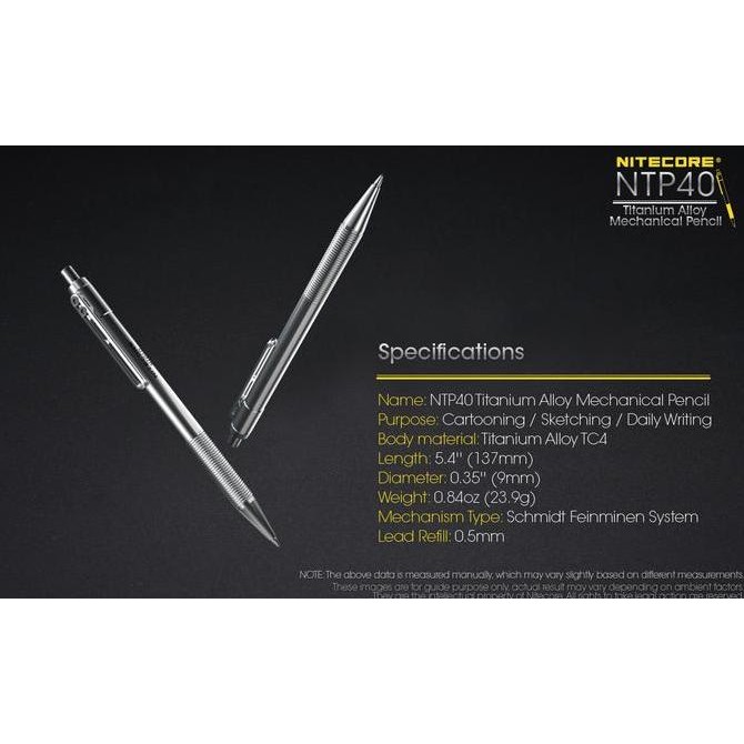 

Nitecore NTP40 Titanium Alloy Mechanical Pencil Kualitas Original