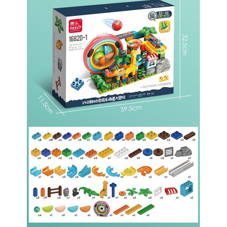 Feelo 142 pcsBuilding block animal slideway - size Kualitas Original
