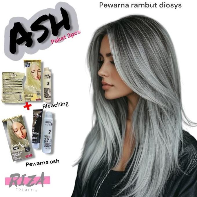 Promo / Terlaris ASH GREY PAKET PEWARNA ABU PLUS BLEACHING CAT RAMBUT DIOSYS PERMANENT HAIR COLORANT