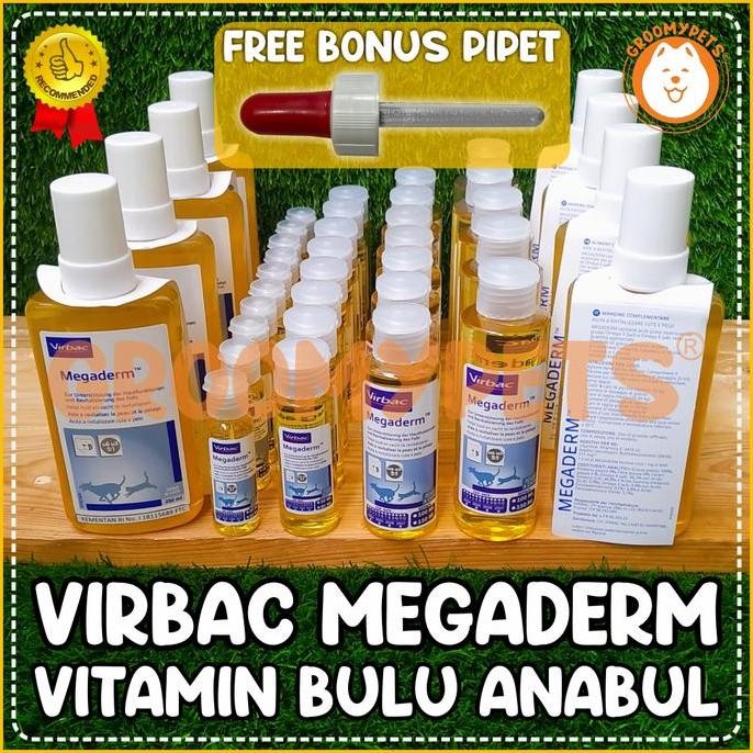 virbac megaderm - vitamin bulu kucing dan anjing - megaderm