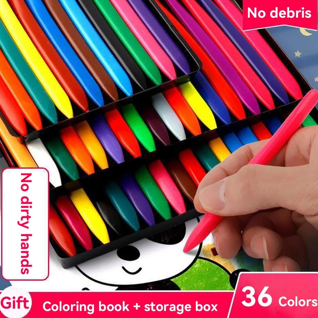 

6/12/24/36 Colors Non-Dirty Hands Plastic Crayon Erasable Painting Tools Triangular Children Wax Pencil Graffiti Oil Stick