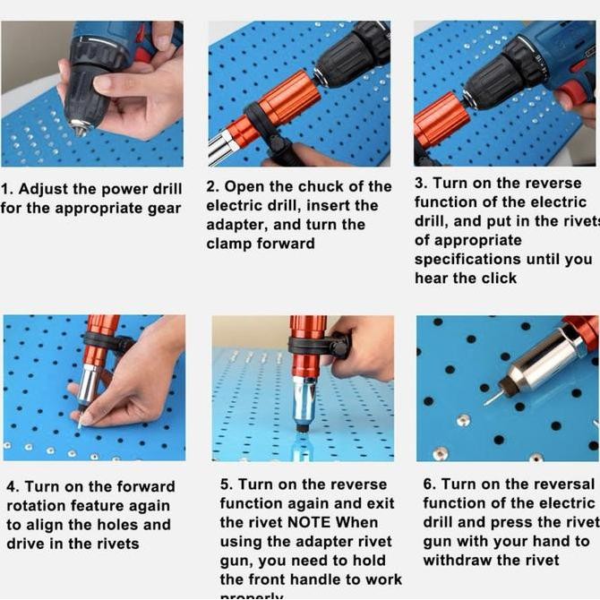 Adaptor Tang Rivet Mesin Bor Adaptor Bor Paku Keling Rivet Gun Adapter