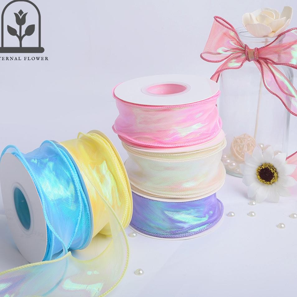 

1Roll Pita Ribbonkoreahologram Glossy Mengkilat Pita Organza