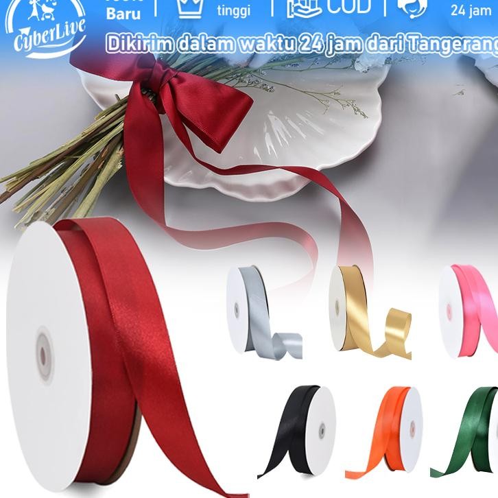 

100Yard Pita Satin 2Cm Pita Kado 34 Inch Pita Buket Solid Color Ribbon Satin