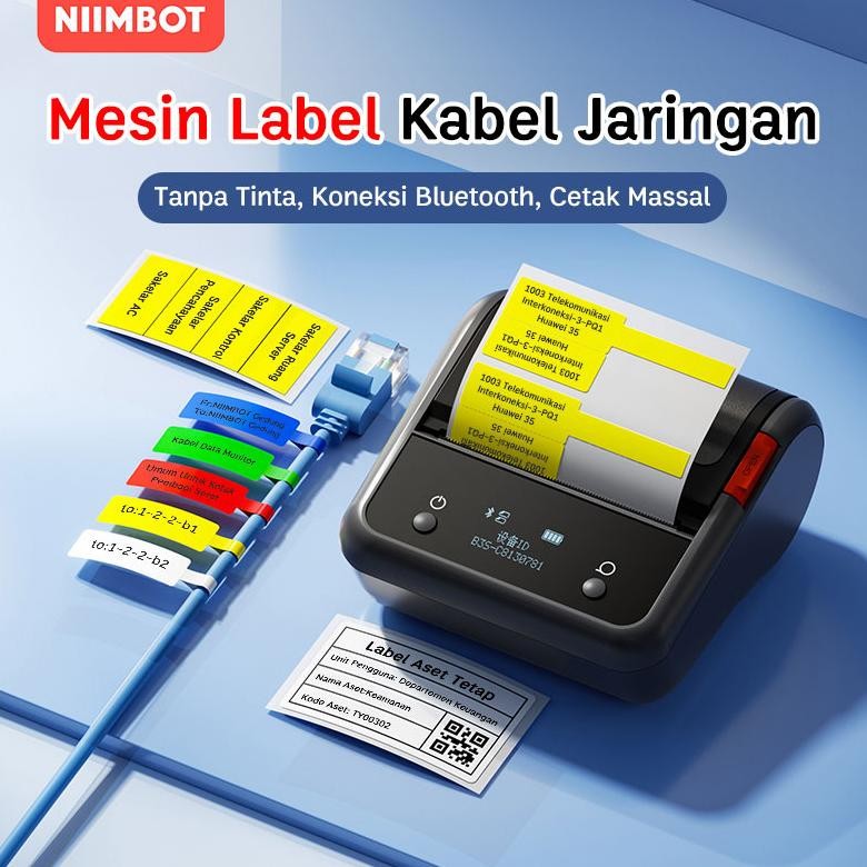 

LINDU NIIMBOT B3S Printer Label Termal untuk Kabel dan Perangkat, Ukuran Besar 20-75mm, Printer Stiker Portabel