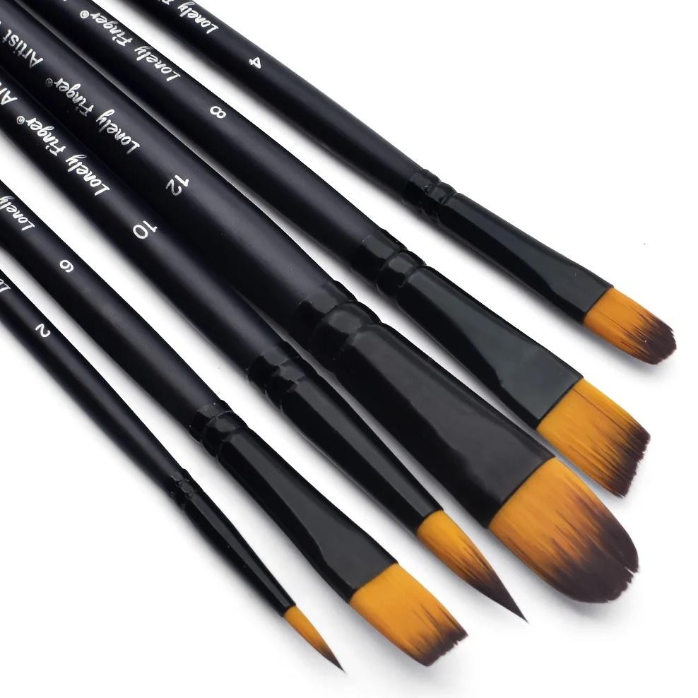 

Paint Brush Set, 6Pcs Nylon Hair Art Paint Brushes For Acrylic Painting, Oil Watercolor, Miniature Detailing, Rock Painting