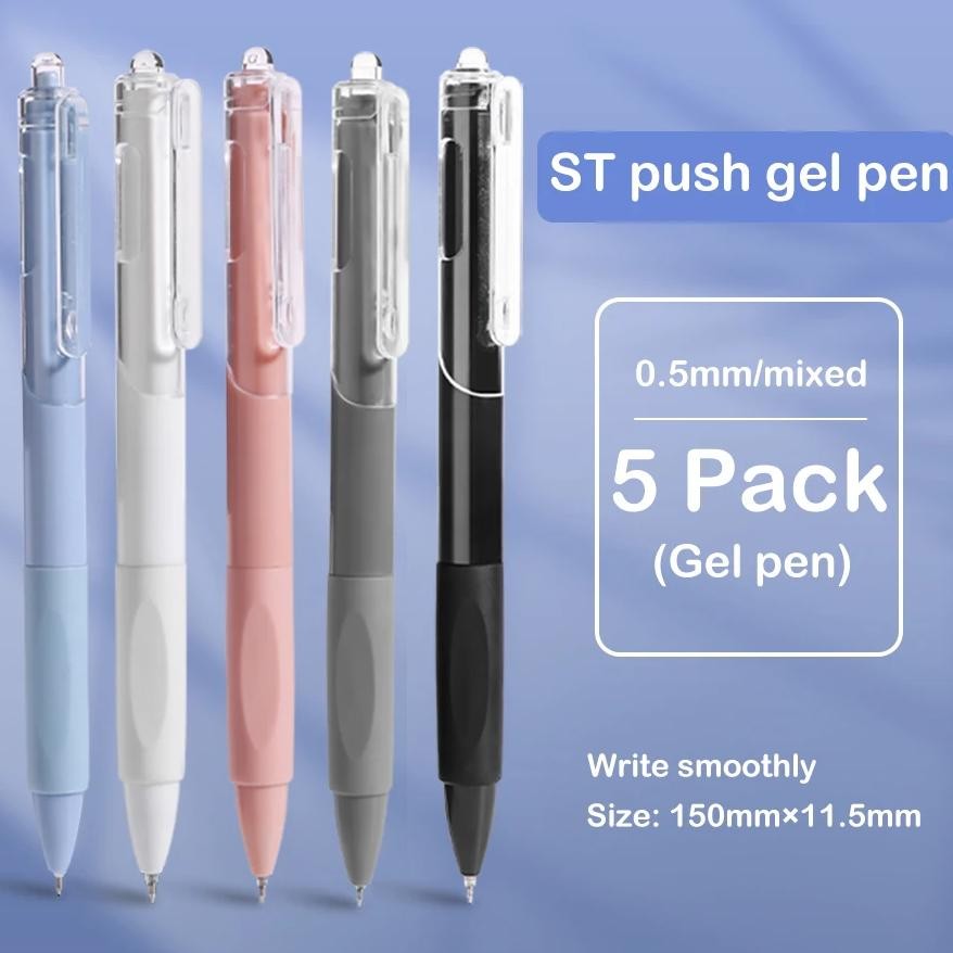 

5 Pcs Gel Pen Ins Smooth Press Quick-Drying 0.5Mm Black Pen Ballpoint Pens School Supplies Stationery