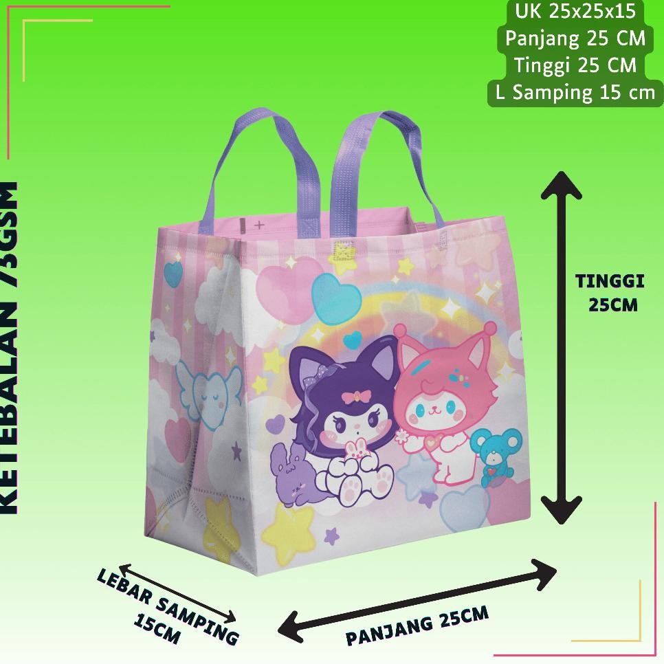 

Lusinan Isi 12Pcs Tas Spunbond Goodie Bag Laminasi Box Kter Ulang Tahun Anak Souvenir 25X25X15