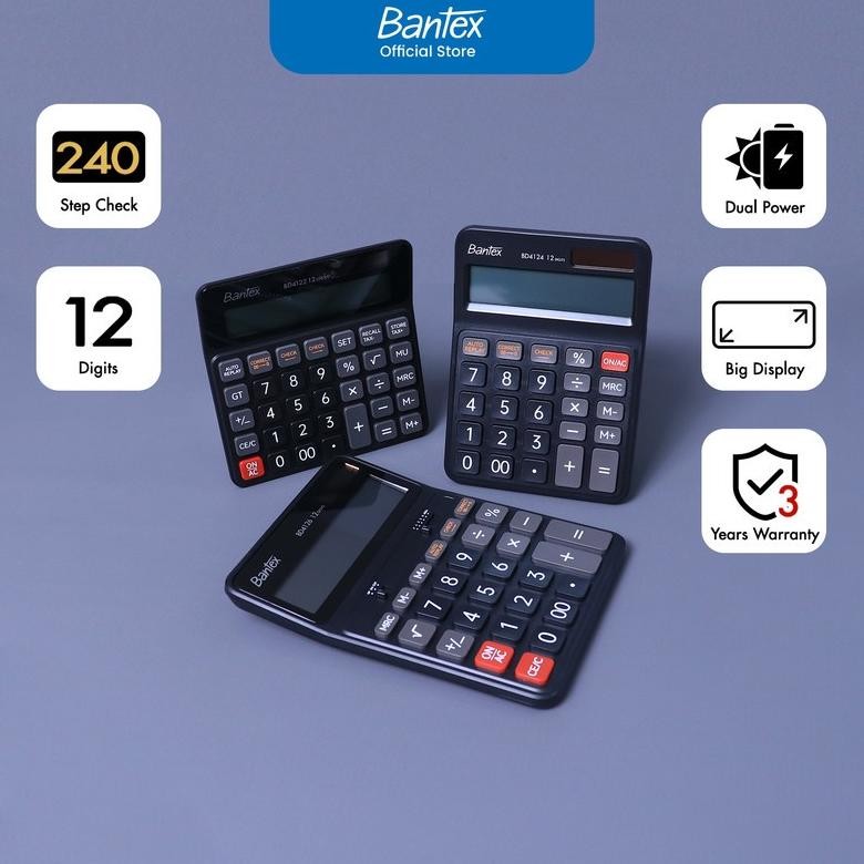 

LINDU Bantex Kalkulator Kantor 12 Digit Tampilan Besar Dual Power Garansi 3 Tahun BD412X