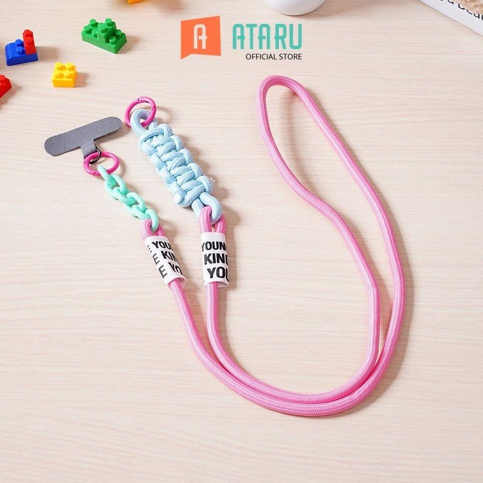 

LINDU Ataru Lanyard Color Block Strap - Pink/Hijau Tali Leher Name Tag Id Card Kartu Akses Gantungan Tanda Pengenal Tali Gantungan Hp