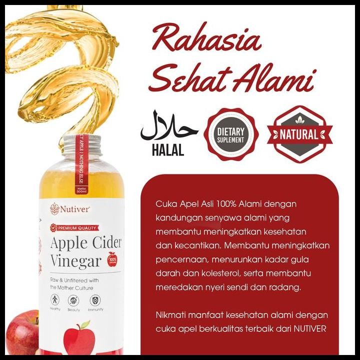 

Terlaris Cuka Apel Organik With The Mother / Apple Cider Vinegar / Minuman Diet Good Quality