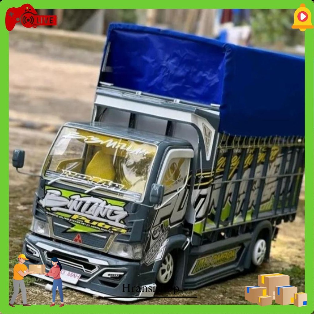 Miniatur Truk Oleng Kayu Asli Bonus Terpal, Miniatur Truk, Miniatur Trek, Mainan Anak,Miniatur Truck