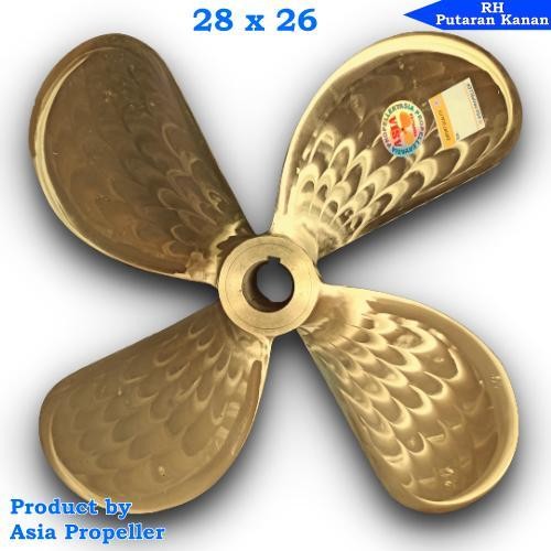 Propeller / Baling Baling Kapal Kuningan Ukuran 28 X 26 Putaran Kanan (Rh) 4 Daun - Asia Propeller O
