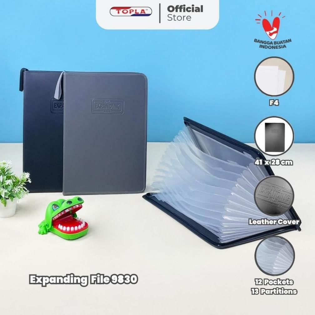 

LINDU Premium Expanding file 9830K Kulit 13 slot map dokumen organizer harmonika sekat ukuran folio Topla