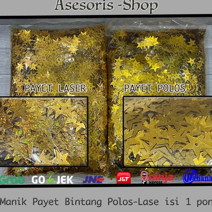 Terlaris Manik Manik Bintang | Payet Bintang POLOS | Payet Bintang LASER =1 PON SALE