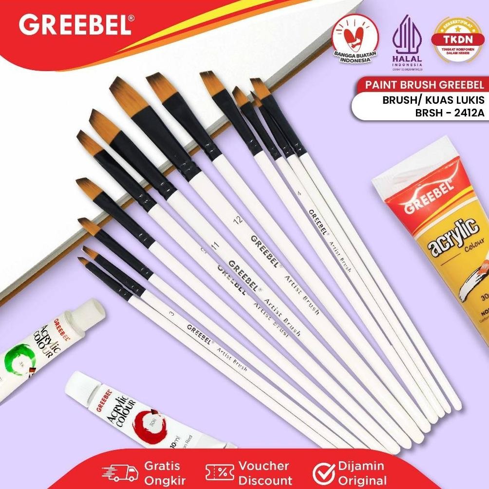 

LINDU GREEBEL Kuas Lukis Brush Paint Set / Kuas Melukis (2412A)