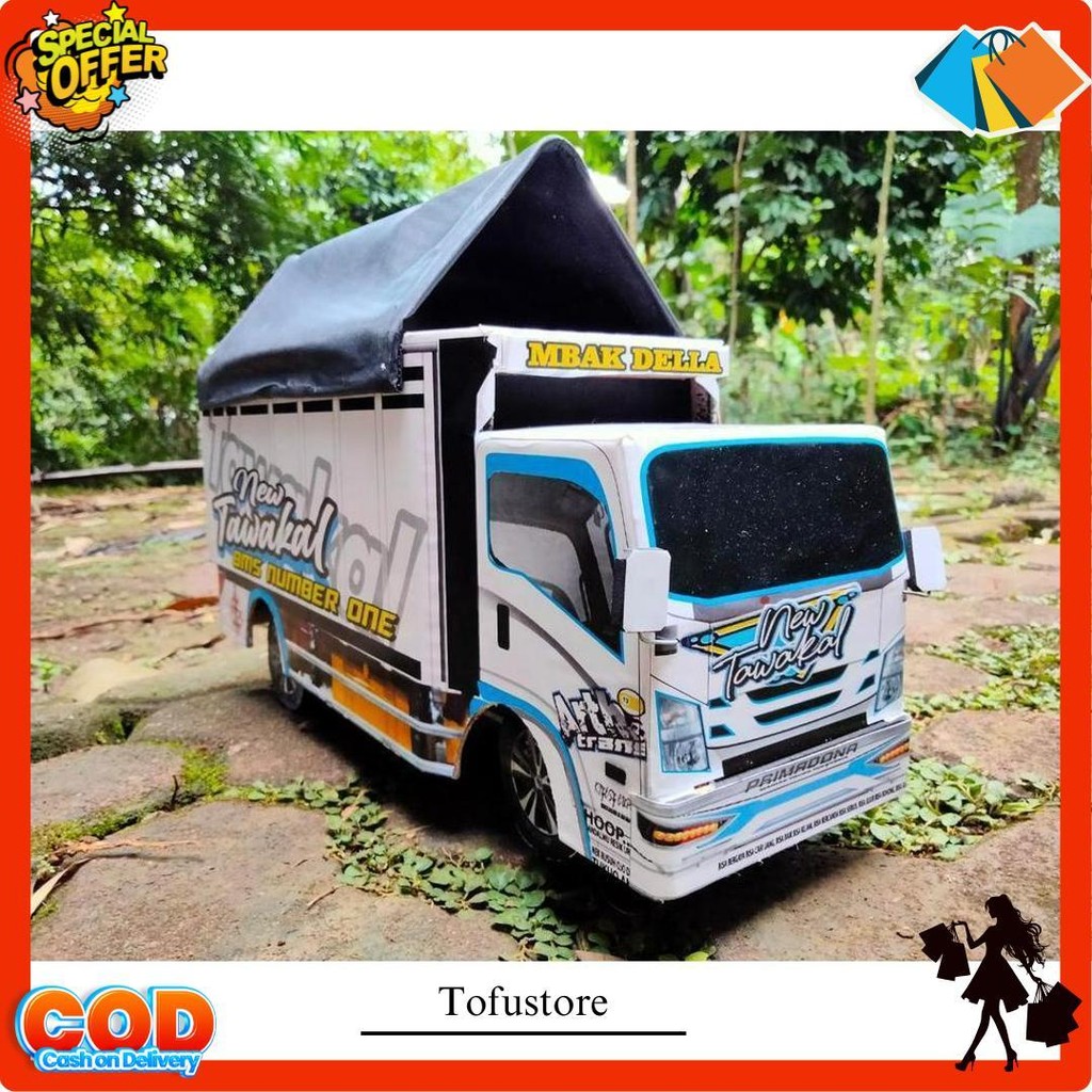 Miniatur Truk Oleng Kayu New Tawakal 5 Putih Termurah Banget