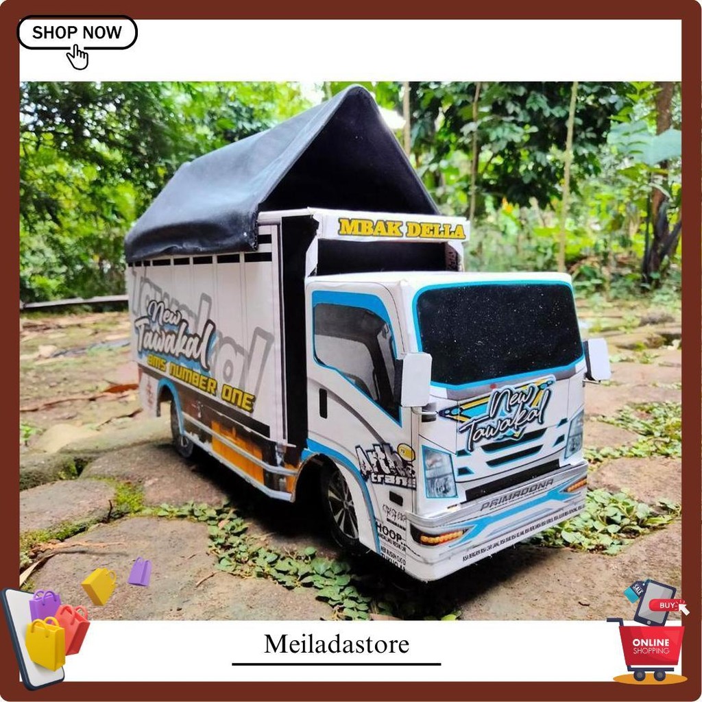 Miniatur Truk Oleng Kayu New Tawakal 5 Putih Siap Kirim