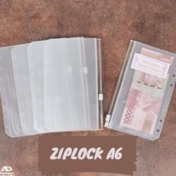 

LINDU 1 Lusin A6 Kantong Binder 6 Ring Zipper Ziplock Transparant Pouch Plastik Serbaguna