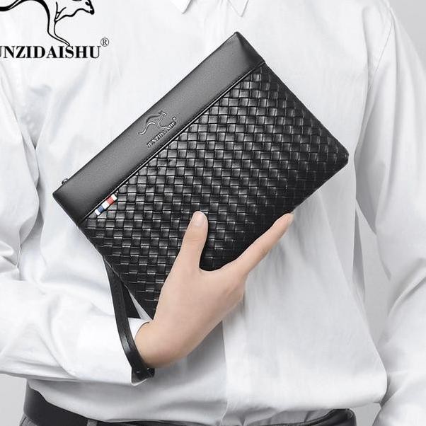 Junzidaishu 3019 Tas Tangan Clutch Pria Cowok Dompet Tangan Dompet Besar Kulit Tipis Serbaguna