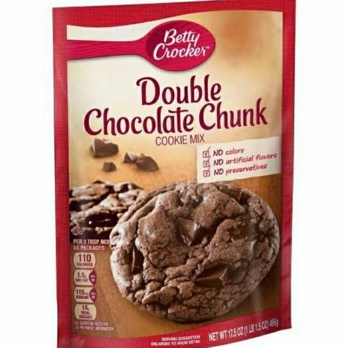 

Terlaris Tepung Kukis Betty Crocker Double Chocolate Chunk Cookie Mix 496Gr