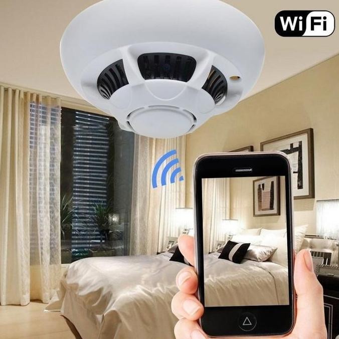 Wireless Hidden Security WIFI Camera Smoke Detector Dummy - Promo murah