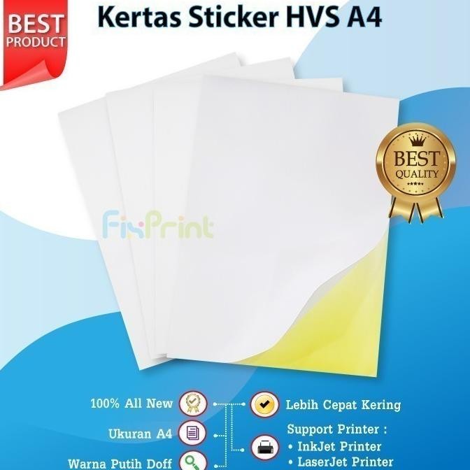 

KA Kertas Stiker A4 Hvs Matte Folio Doff Stiker Label Printable Sticker Doff Sticker A4 Label