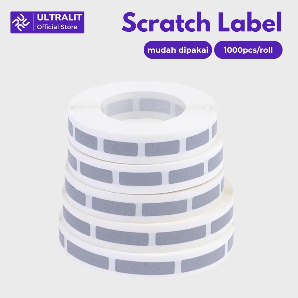 

KA Ultralit 1000 Pcs Scratch Sticker Label 6 x 22 mm / Sticker Label Gosok Pin Voucher