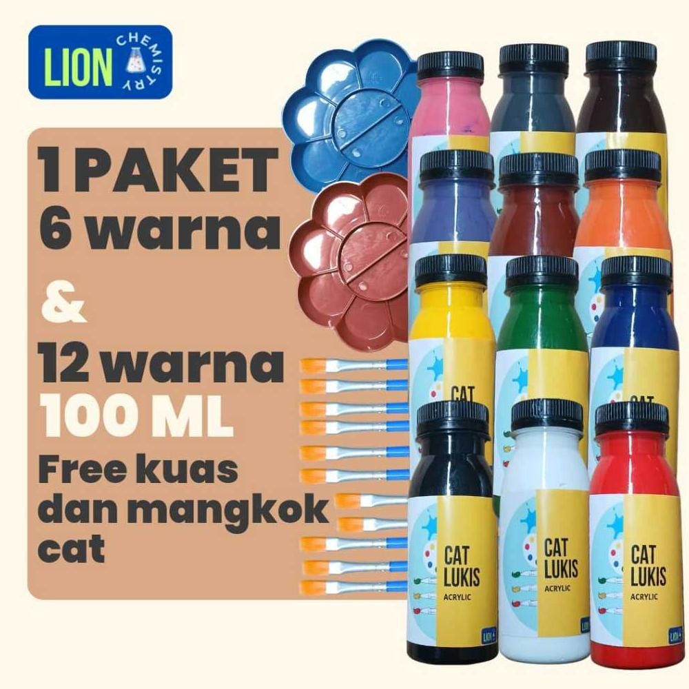 

KA PAKET ISI 6 WARNA DAN 12 WARNA CAT LUKIS 100 ML FREE KUAS LUKIS DAN MANGKOK CAT