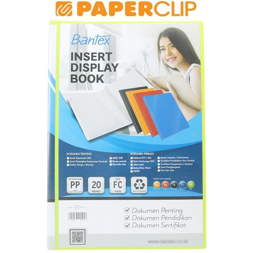

LINDU DISPLAY BOOKS / CLEAR HOLDER INSERT BANTEX 3183I 65 F4 20 LIME