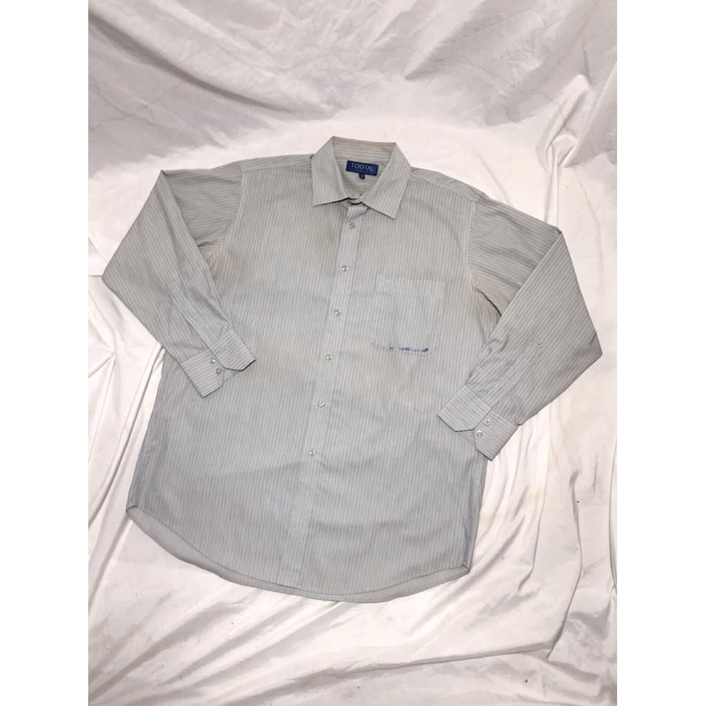 Nego Boskuu > Tootal London Long Sleeve Small Stripes Executive Shirt Ori - Light Grey (Outfit/Pakai