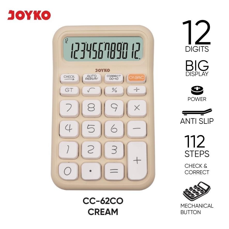 

Tre-57 Er-6 Rwe-45 Joyko Calculator Cc-62Co Check & Correct 12 Digits Pastel Color Kalkulator Kecil Murah Sale Original