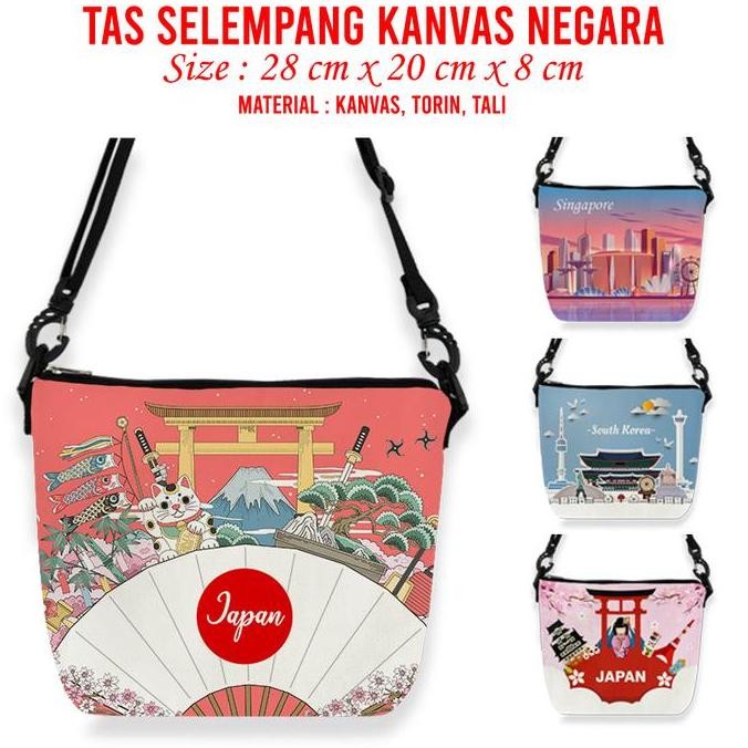 

Produk Unggulan] Tas Selempang Kanvas Seri Negara Tas Sling Bag Negara Souvenir Oleh Oleh Negara Kado Oleh Oleh