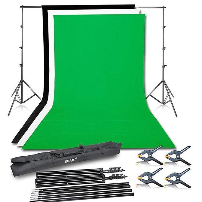 Grosir Paket Background Stand Dan Kain Green Screen Untuk Zoom Pjj Backdrop