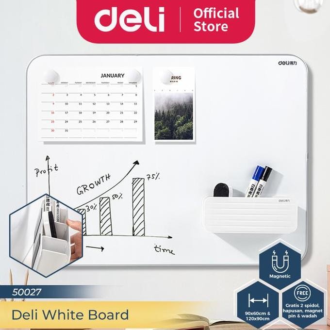 

DELI WHITE BOARD / PAPAN TULIS MAGNET 90 X 60 CM FREE GIFT 50026 ORIGINAL DAN TERPERCAYA
