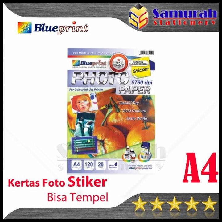 

Terlaris Kertas Foto Stiker Blueprint Ukuran A4 120 Um / Glossy Photo Paper Sticker Tempel Bp-Gsa4120 Good Quality