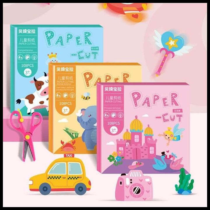 

Terlaris Mainan Edukasi Anak Paper Cut Belajar Menggunting Kertas Origami Good Quality