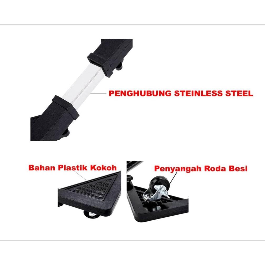 Setel Roda Kulkas Besi - Kaki Kulkas Besi Rak - Kaki Mesin Cuci alas Lemari Es