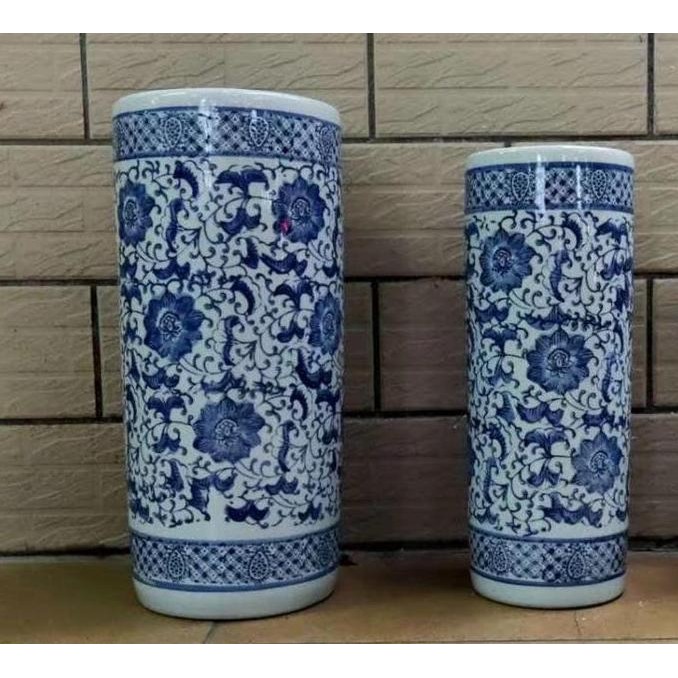 Tempat Payung Keramik Set 3 Guci Vas Bunga Keramik Porselen Biru Putih Import Dekorasi Rumah [terbai