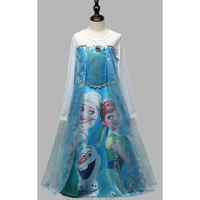 Tersedia Baju Dress Kostum Frozen Gambar Elsa dan Anna