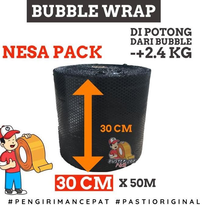 

ready Bubble Wrap Hitam Nesa Pack 30cm x 50M (POT.2.4KG) PER 1 ROL